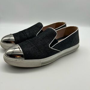 Miu miu jeans slip shoes flats athletic shoes with metal toe signed 38